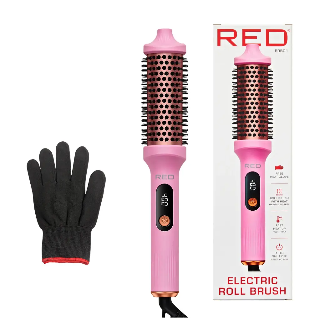 Red By Kiss Heated Roll Brush 2 in 1 Curling Iron & Volumizing Hair Brush (ERB01)