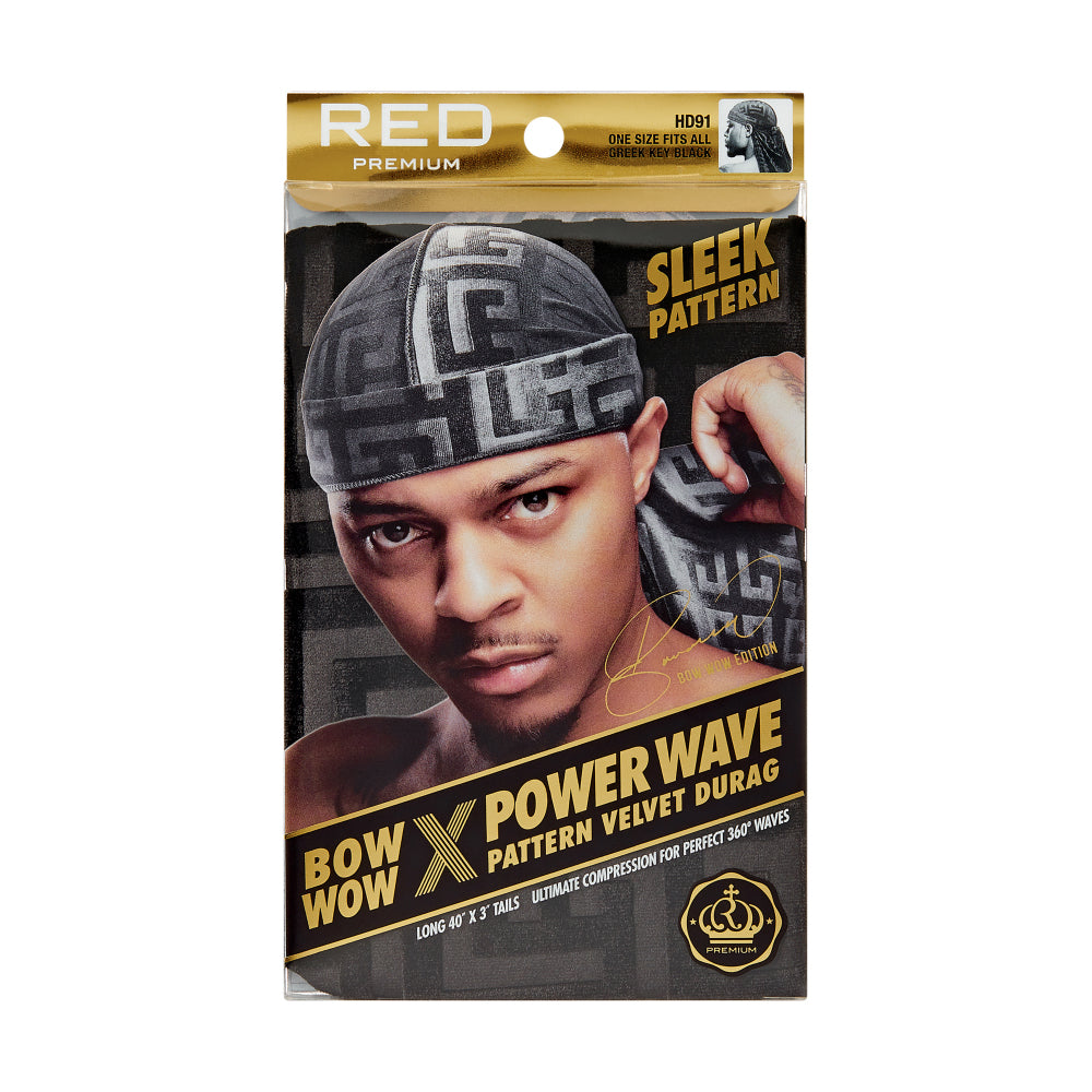 Red by Kiss BOW WOW X Power Wave Pattern Velvet Durag