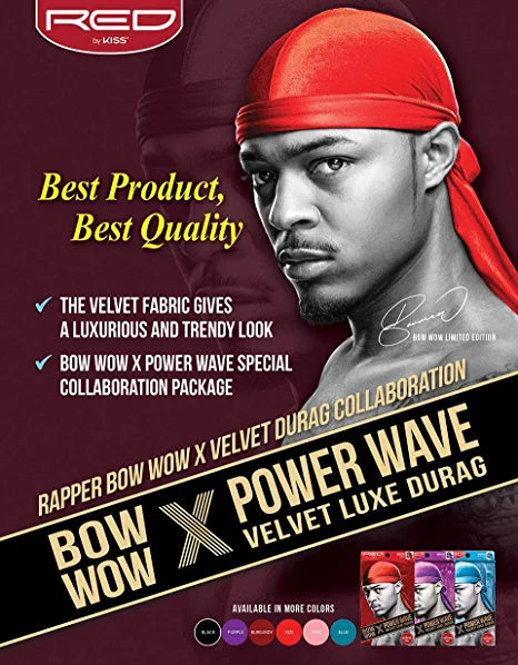 RED by KISS Bow Wow Power Wave Velvet Velcro Durag (HD161)
