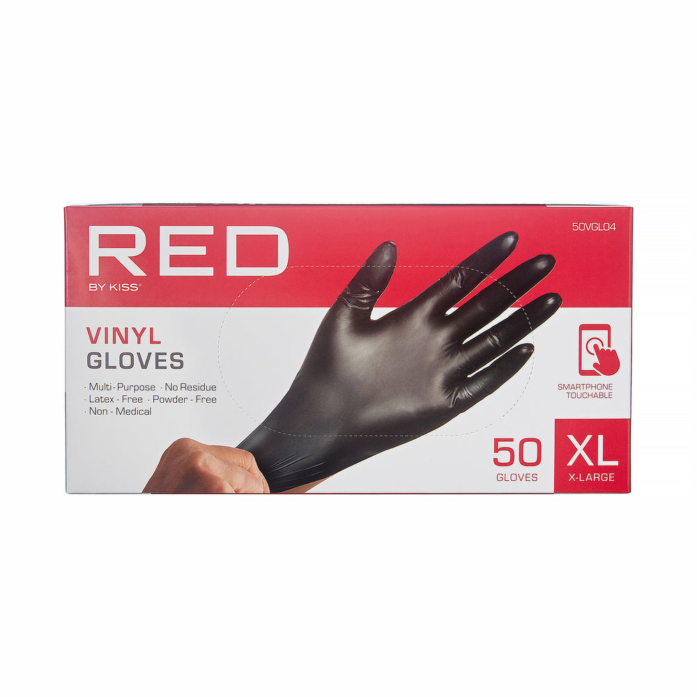 RED Black Vinyl Gloves