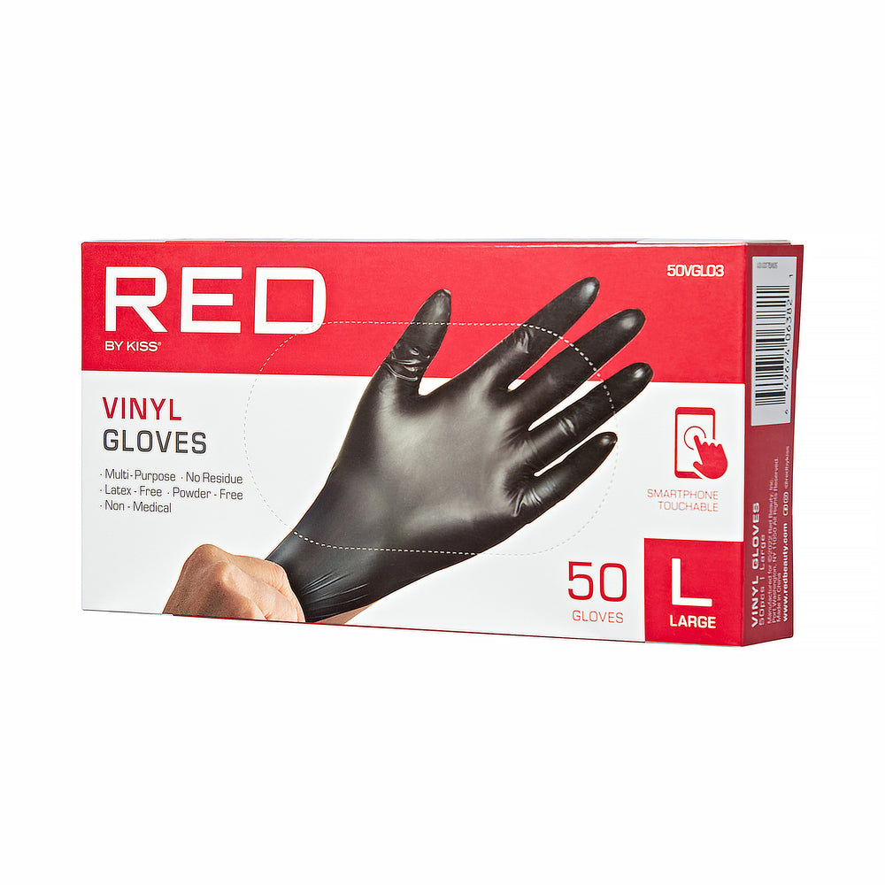 RED Black Vinyl Gloves (BOX)
