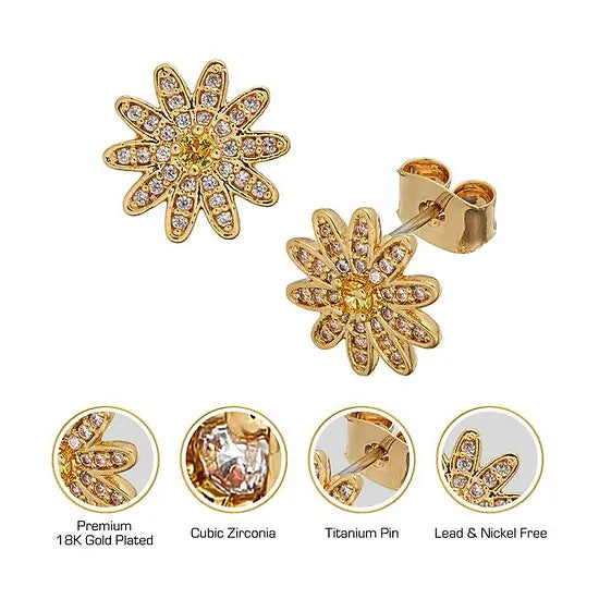 Red By Kiss Jewelry - 18K Gold Plated Cubic Zirconia Stud Earrings