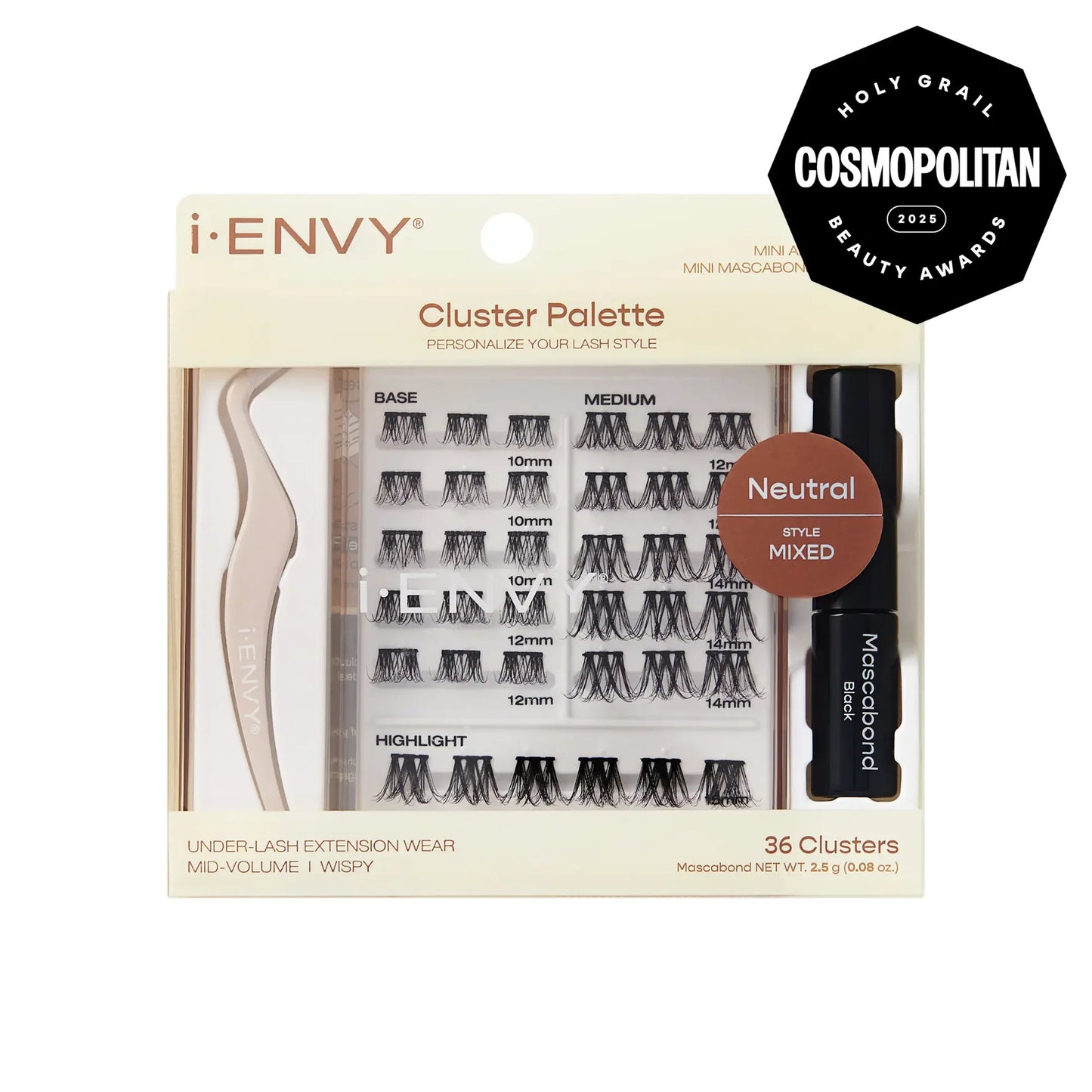 iENVY  Cluster Palette Kit - Refillable DIY Underlash Extension Palette with 36 Lash Clusters