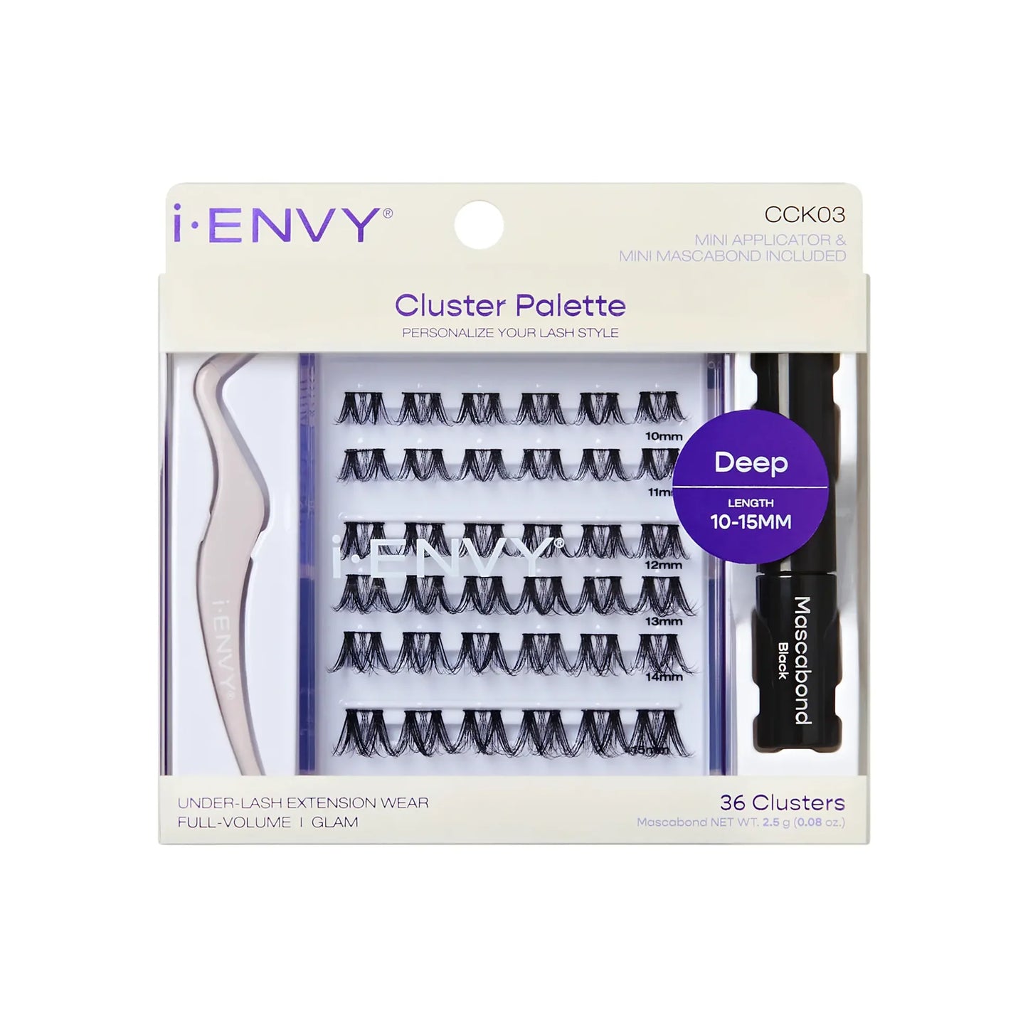 iENVY  Cluster Palette Kit - Refillable DIY Underlash Extension Palette with 36 Lash Clusters