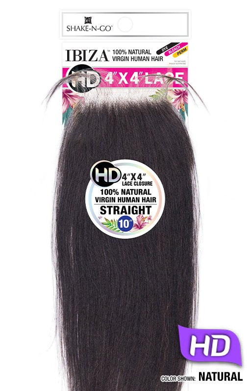 (D) IBIZA 100% Natural Virgin Human Hair 4x4 Closure - Straight