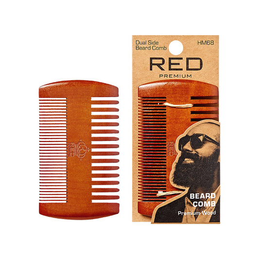 RED BY KISS Premium Wood Dual Side Beard Comb (HM68)