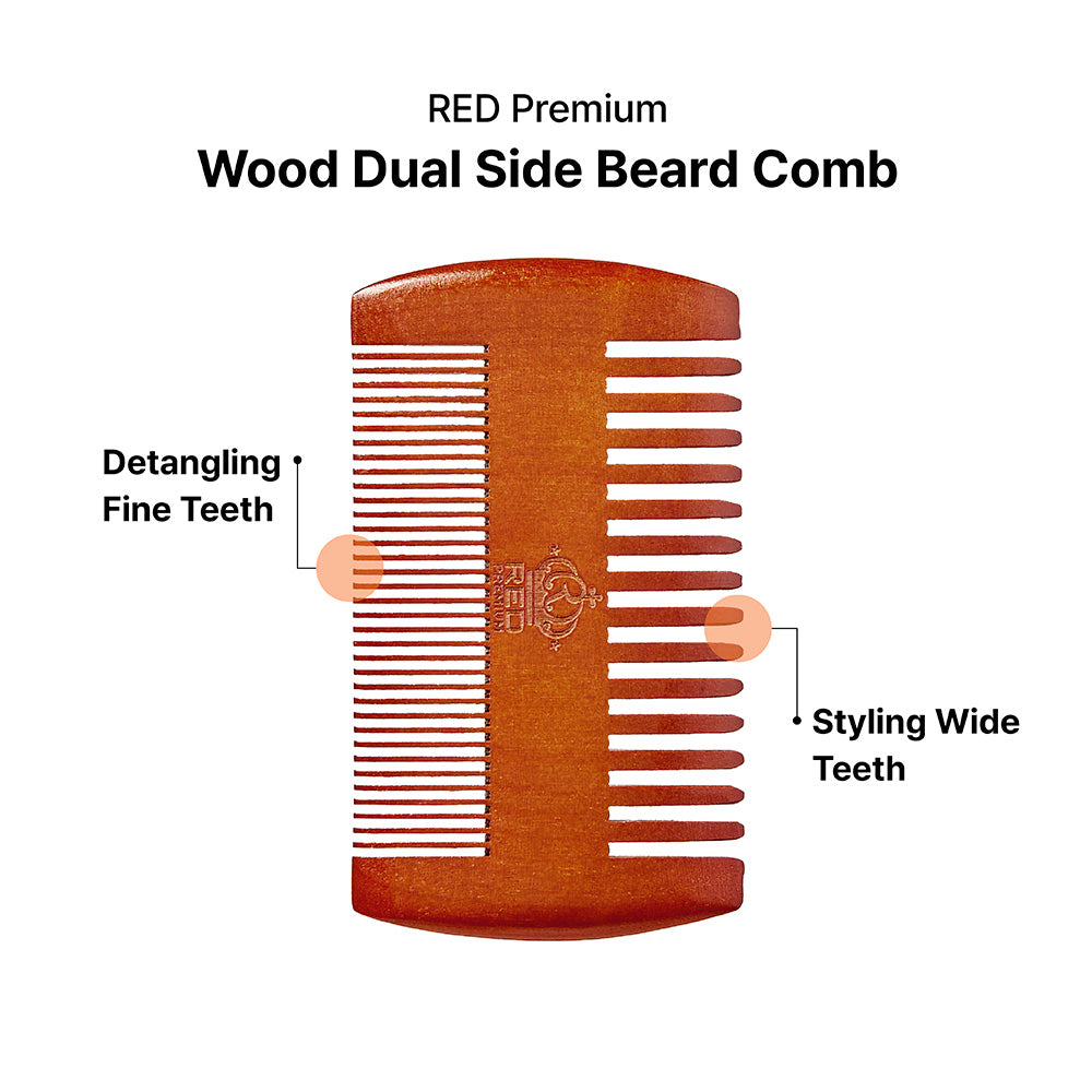 RED BY KISS Premium Wood Dual Side Beard Comb (HM68)