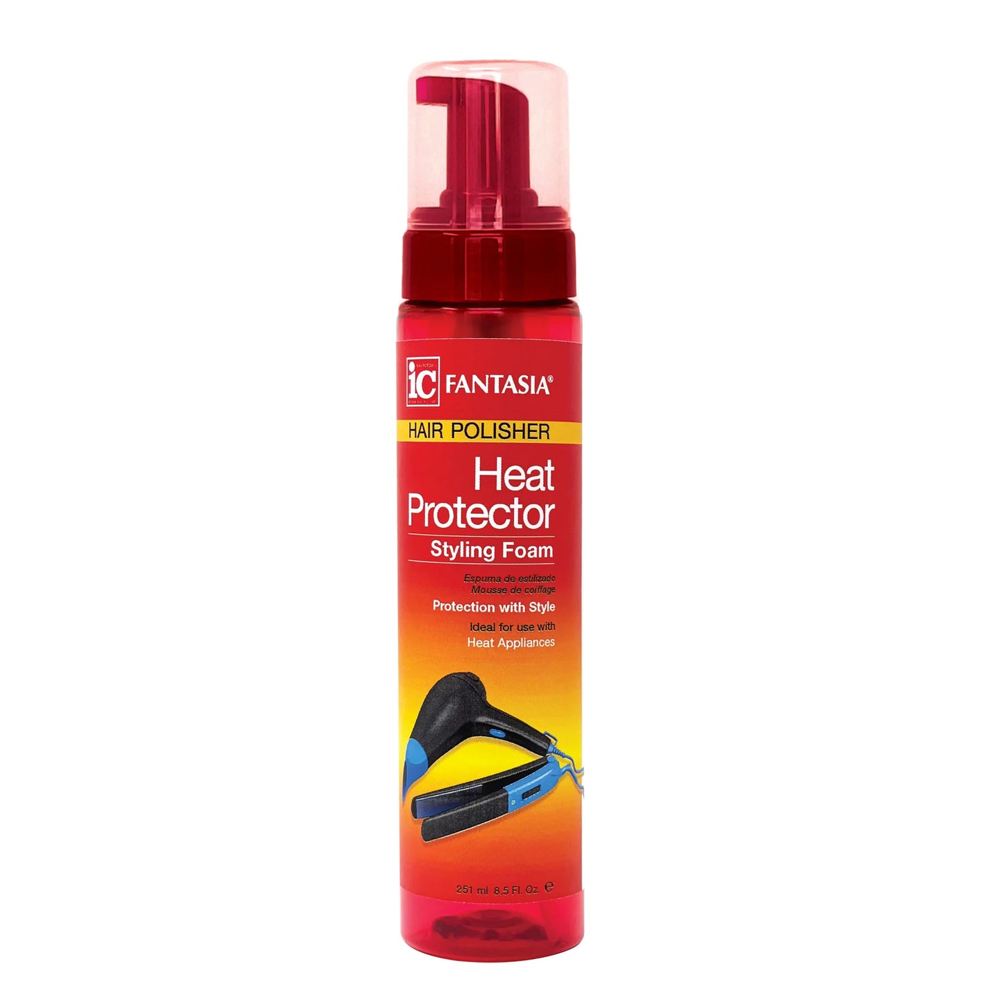 IC Fantasia Hair Polisher Heat Protector Styling Foam (8.5oz)