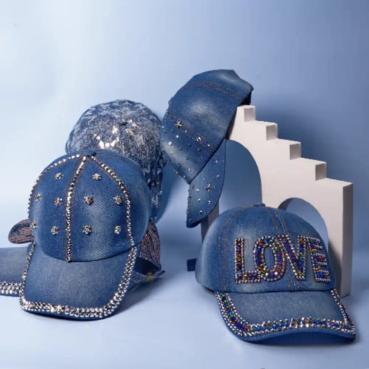 Adjustable Satin Lined Studded Baseball Cap