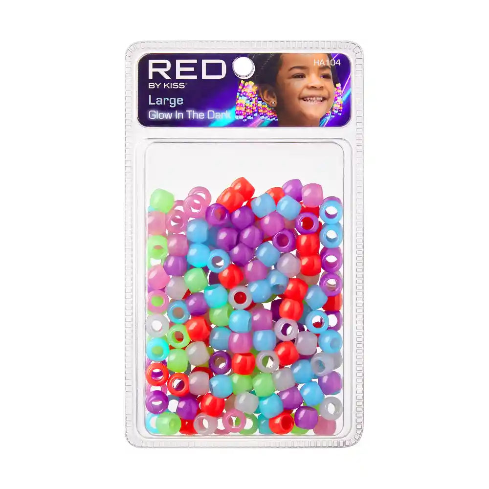 RED Hair Beads - Glow In The Dark