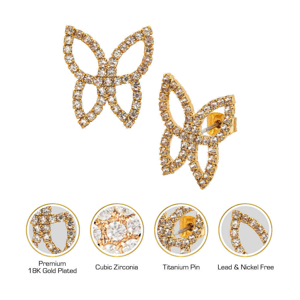 Red By Kiss Jewelry - 18K Gold Plated Cubic Zirconia Stud Earrings