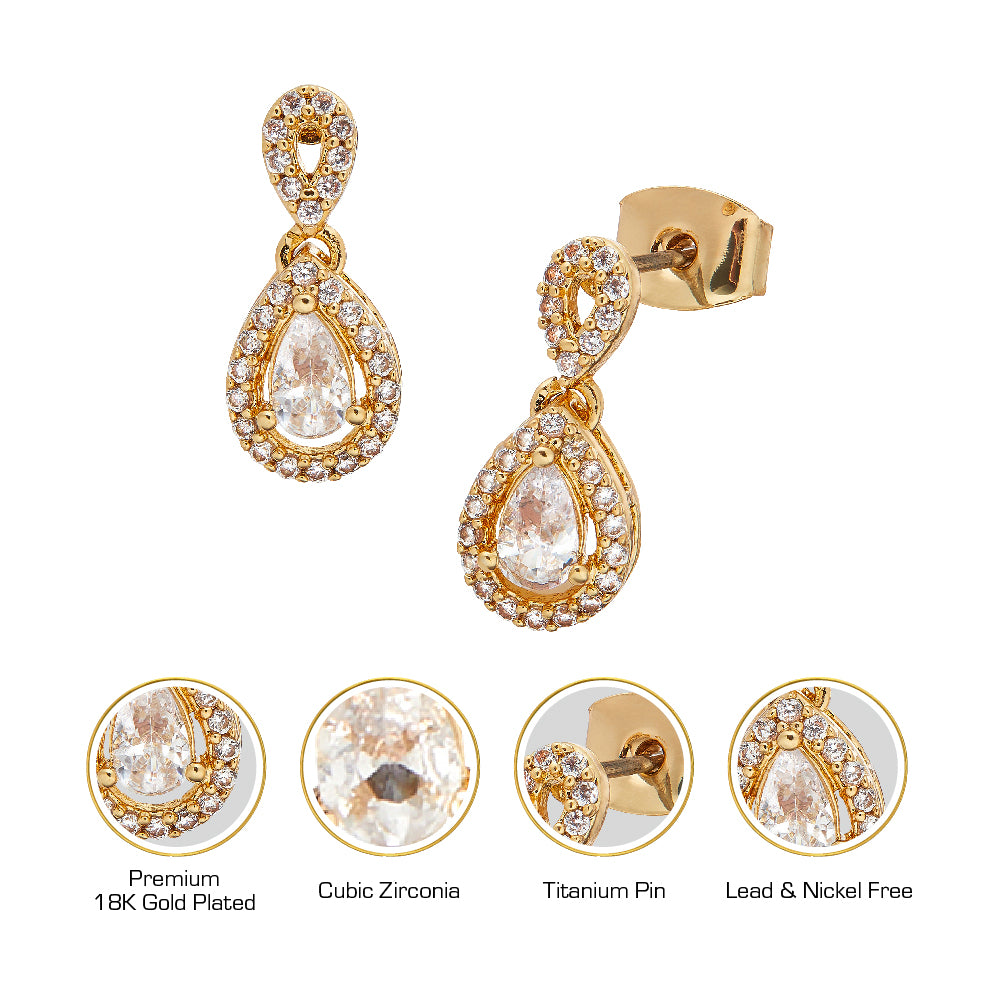 Red By Kiss Jewelry - 18K Gold Plated Cubic Zirconia Stud Earrings