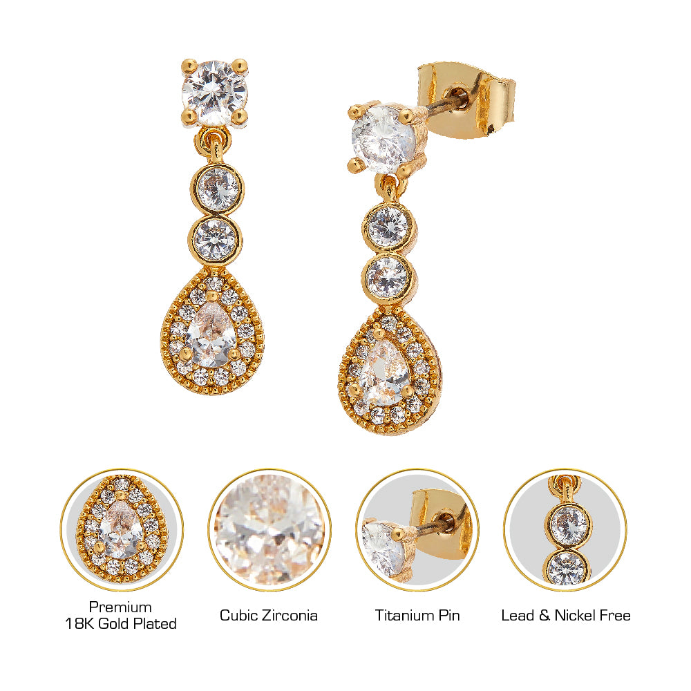 Red By Kiss Jewelry - 18K Gold Plated Cubic Zirconia Stud Earrings