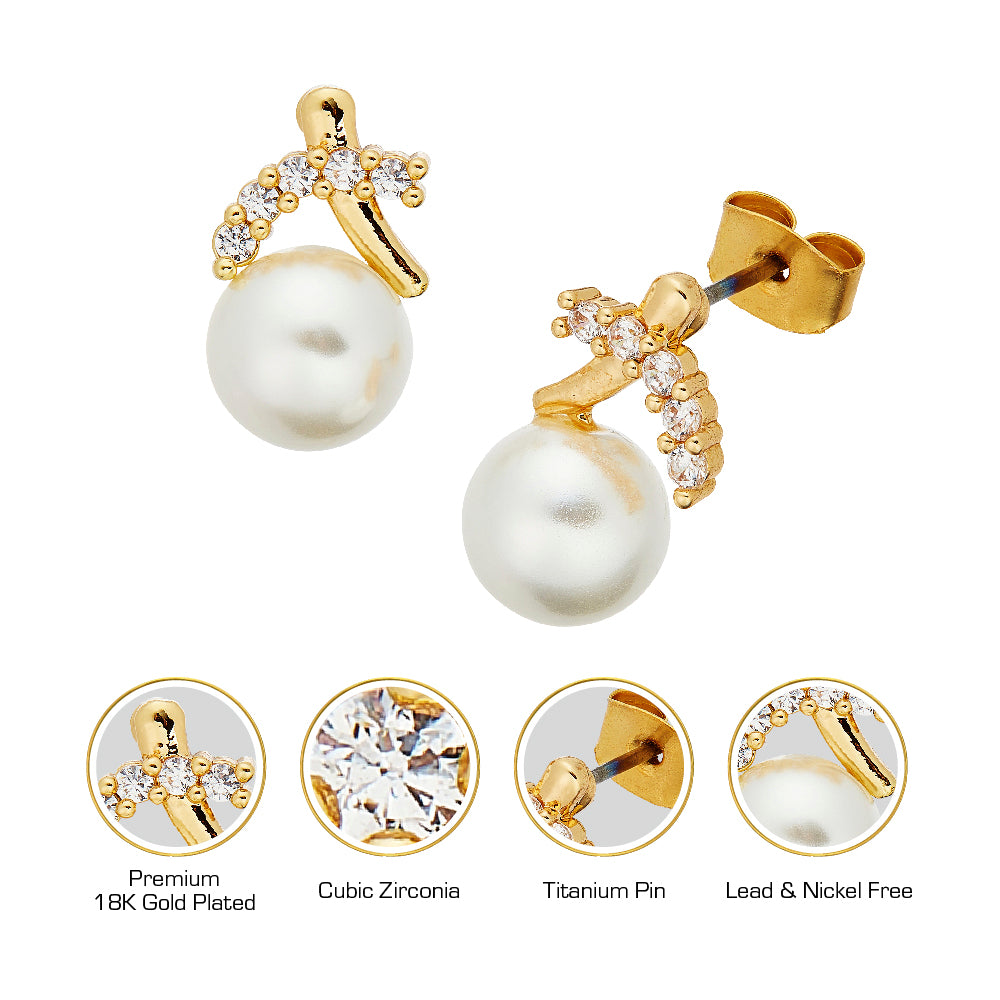 Red By Kiss Jewelry - 18K Gold Plated Cubic Zirconia Stud Earrings