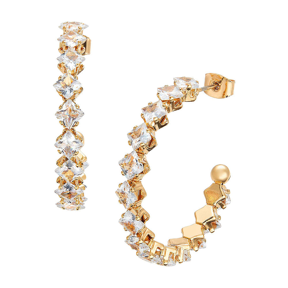 Red By Kiss Jewelry - 18K Gold Plated Cubic Zirconia Stud Earrings