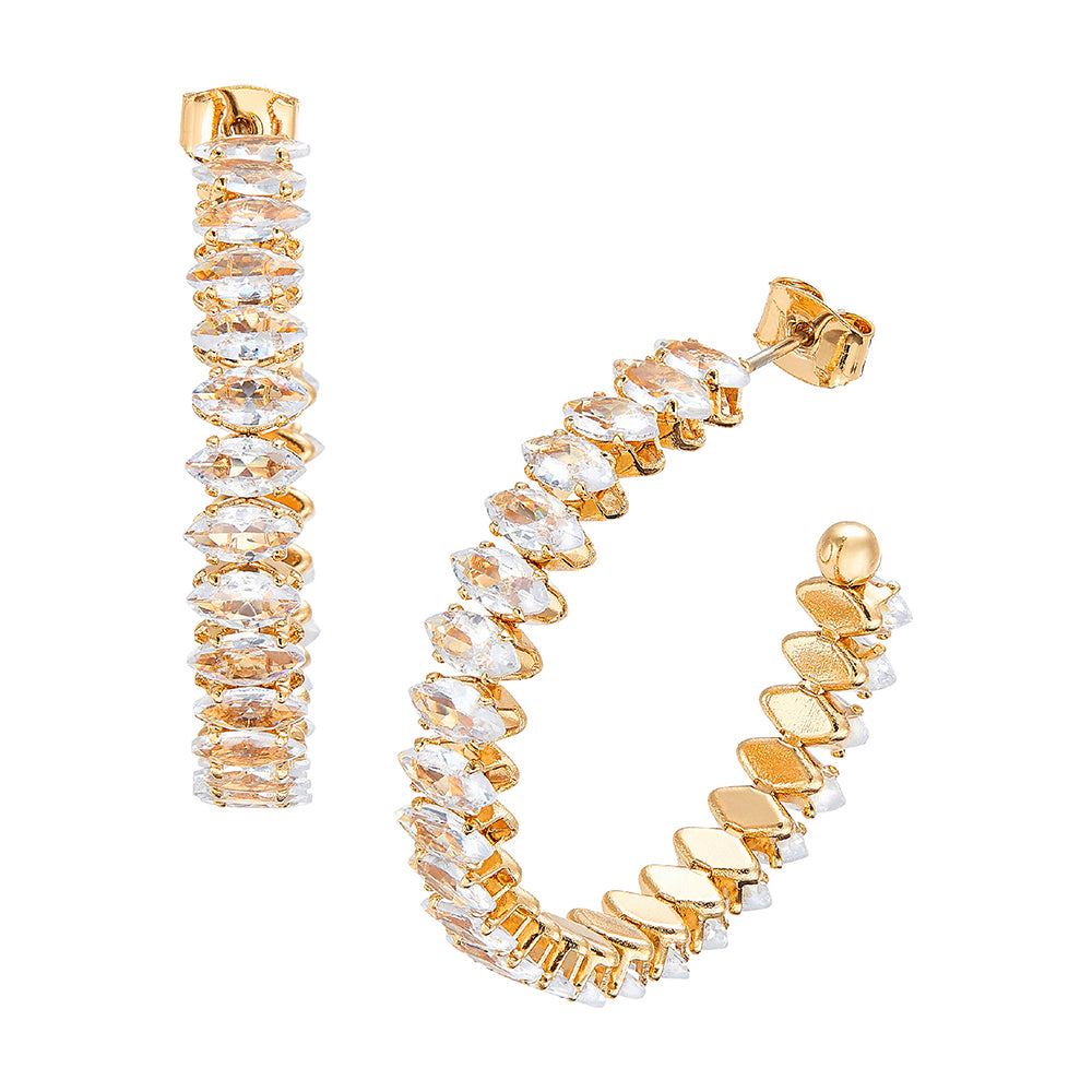 Red By Kiss Jewelry - 18K Gold Plated Cubic Zirconia Stud Earrings