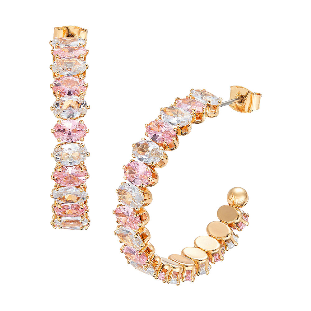 Red By Kiss Jewelry - 18K Gold Plated Cubic Zirconia Stud Earrings