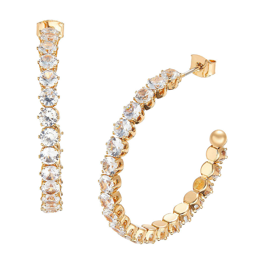 Red By Kiss Jewelry - 18K Gold Plated Cubic Zirconia Stud Earrings