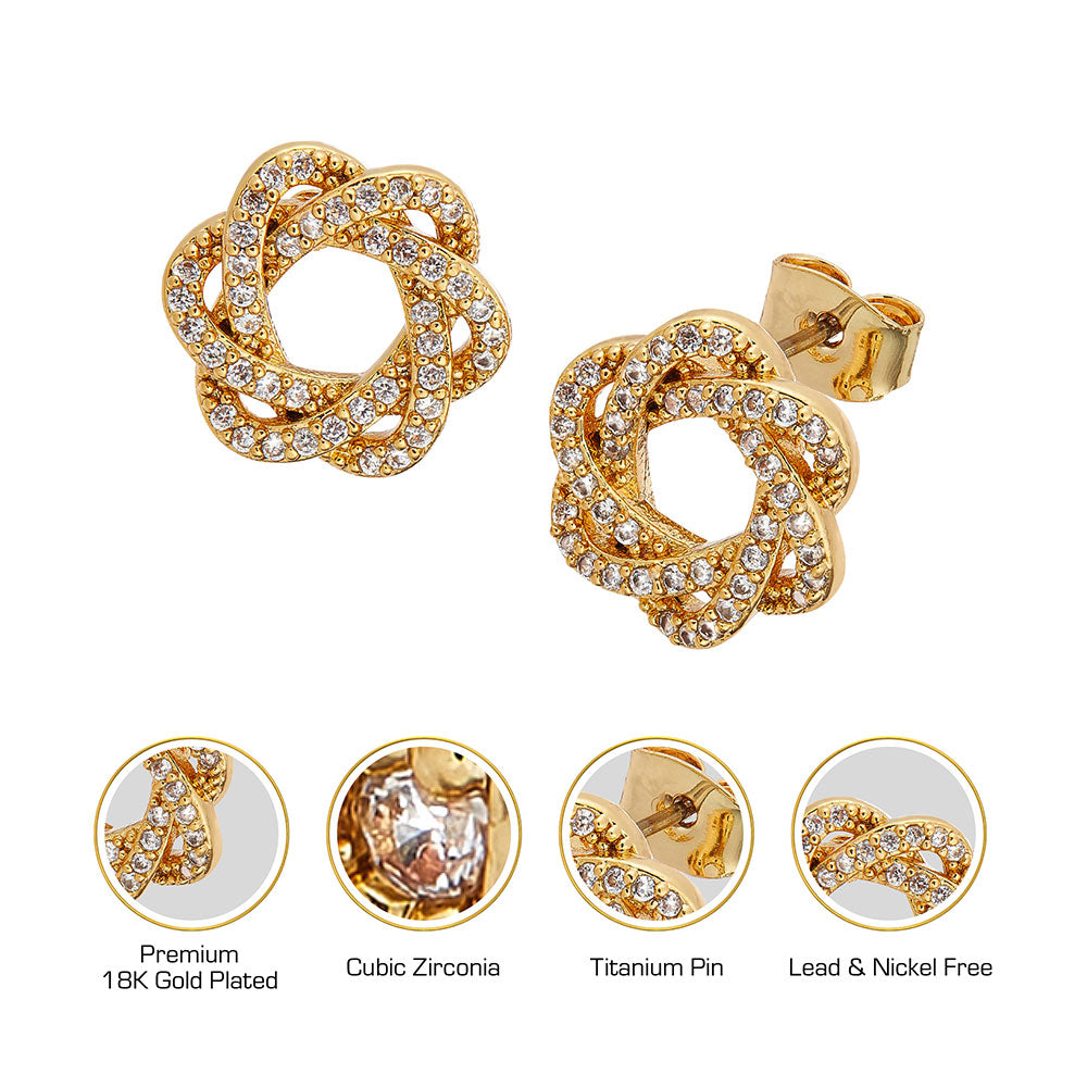Red By Kiss Jewelry - 18K Gold Plated Cubic Zirconia Stud Earrings