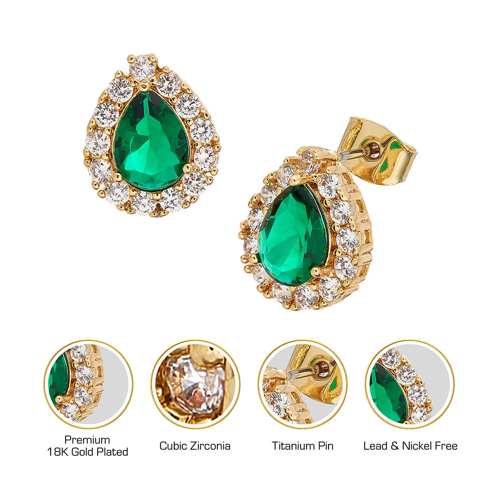 Red By Kiss Jewelry - 18K Gold Plated Cubic Zirconia Stud Earrings