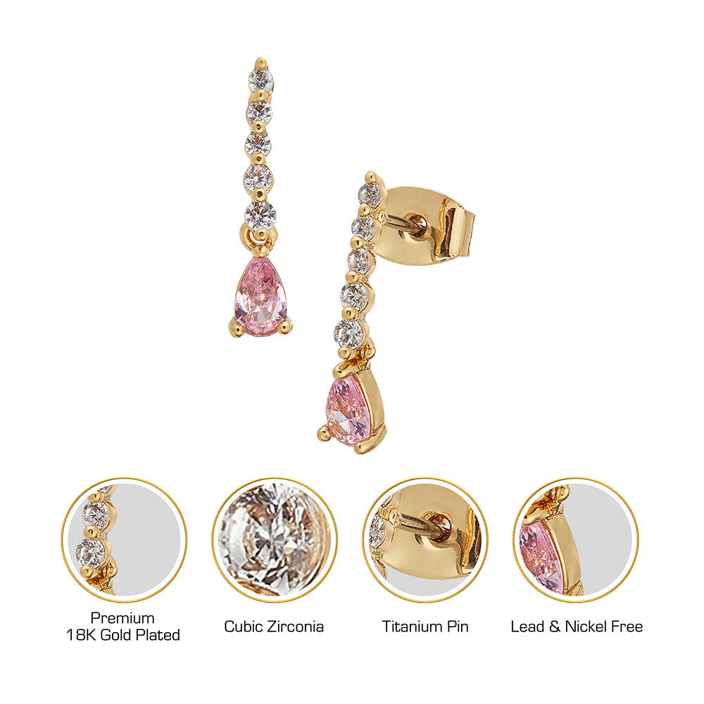 Red By Kiss Jewelry - 18K Gold Plated Cubic Zirconia Stud Earrings