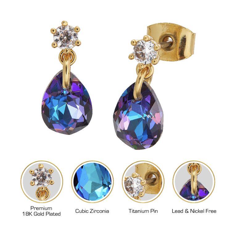 Red By Kiss Jewelry - 18K Gold Plated Cubic Zirconia Stud Earrings