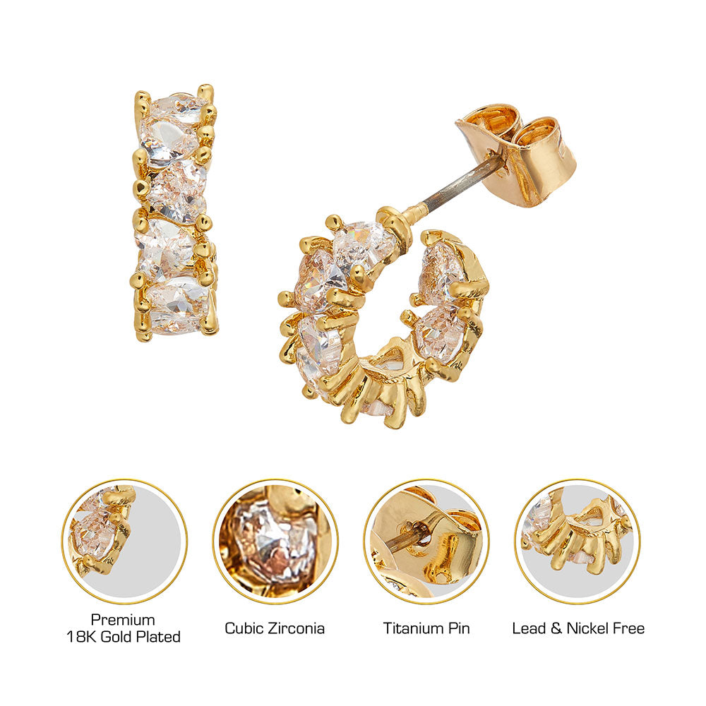 Red By Kiss Jewelry - 18K Gold Plated Cubic Zirconia Stud Earrings