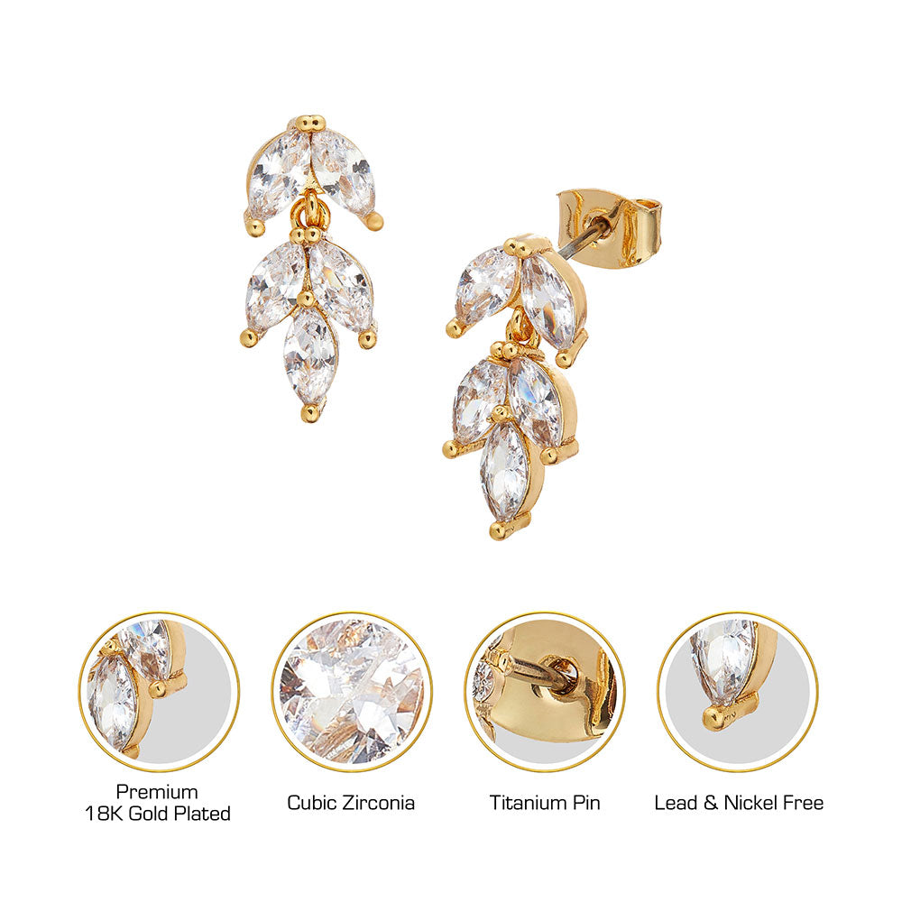 Red By Kiss Jewelry - 18K Gold Plated Cubic Zirconia Stud Earrings