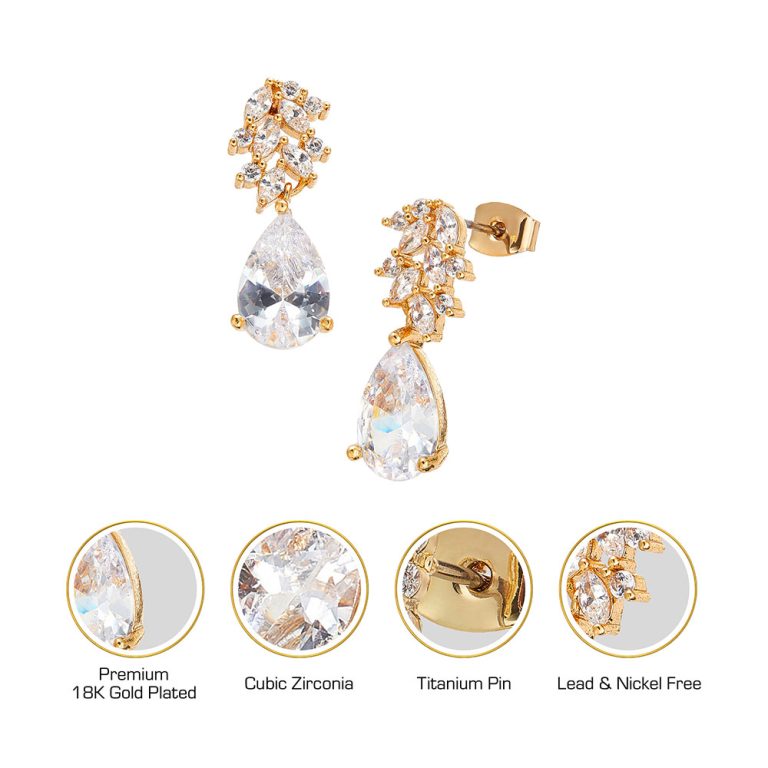 Red By Kiss Jewelry - 18K Gold Plated Cubic Zirconia Stud Earrings