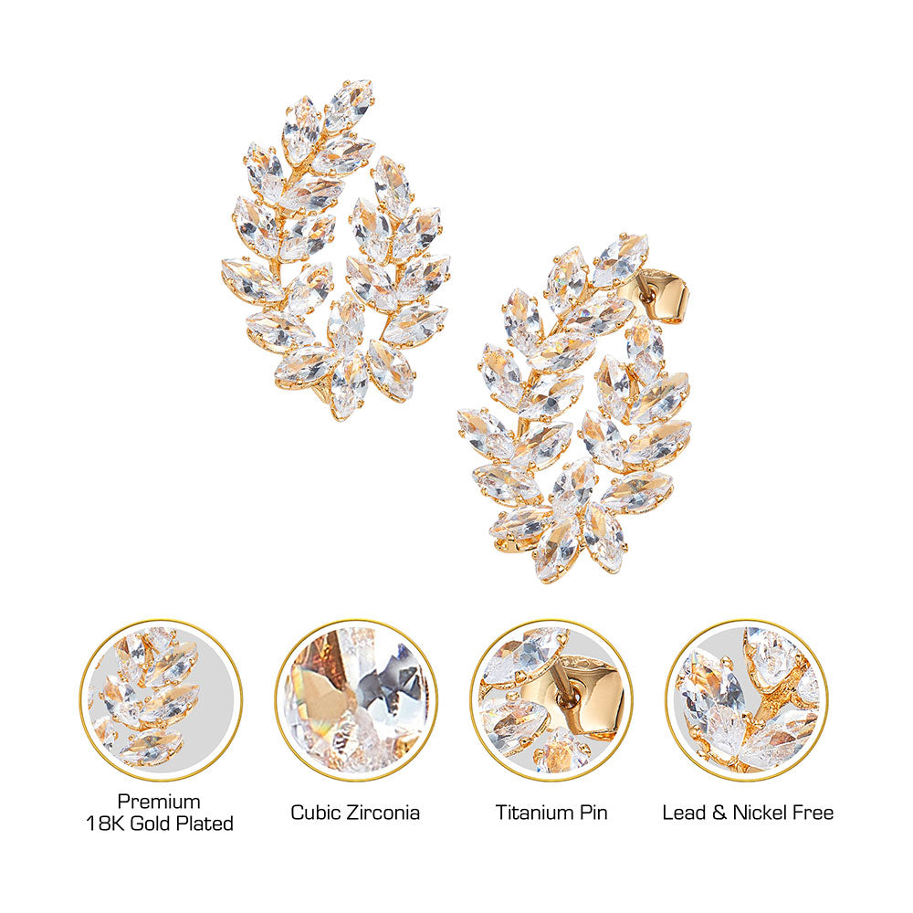 Red By Kiss Jewelry - 18K Gold Plated Cubic Zirconia Stud Earrings