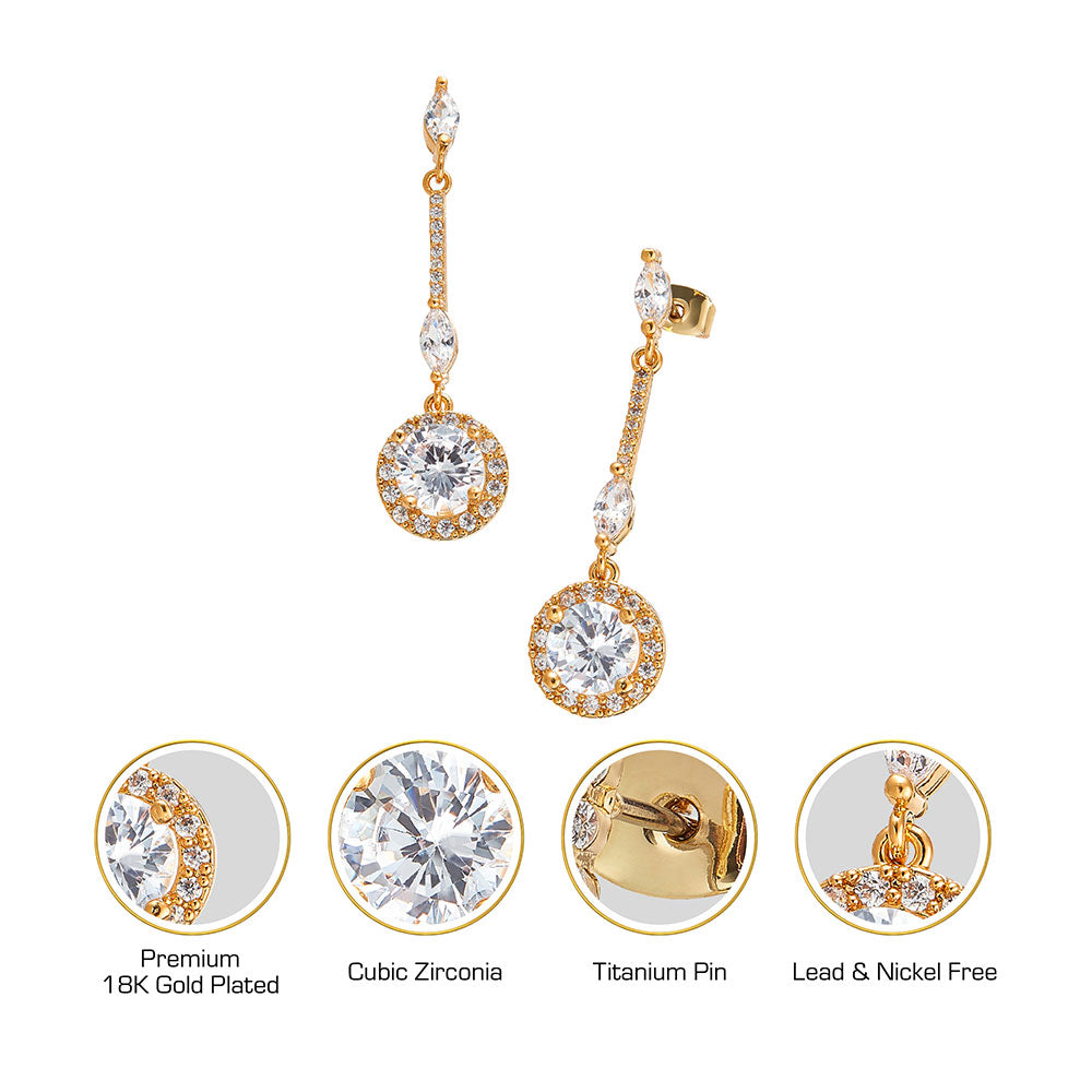 Red By Kiss Jewelry - 18K Gold Plated Cubic Zirconia Stud Earrings