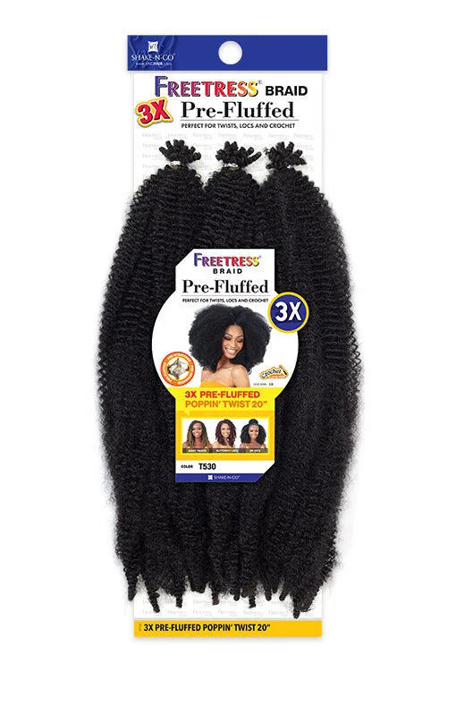 (D) Freetress 3x Pre-Fluffed Poppin Twist 20”