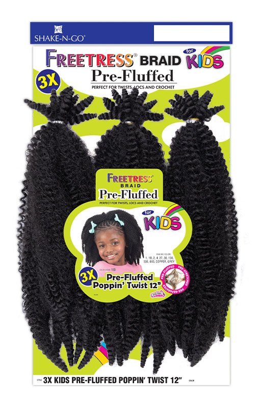 Freetress Pre-Fluffed Poppin Twist 12” for Kids - 3x