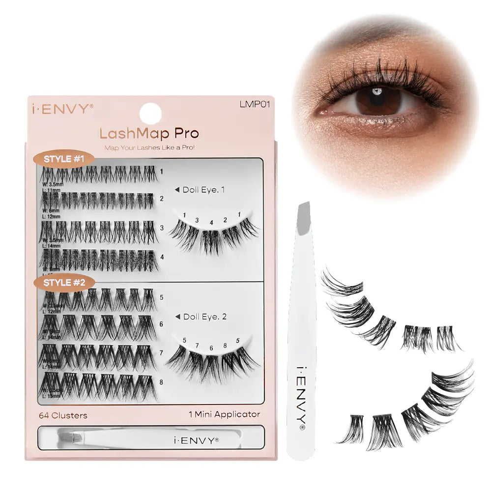 iENVY  LashMap Pro Lash Cluster Kit with Mini Tweezer – Beginner Friendly DIY Eyelash Extensions