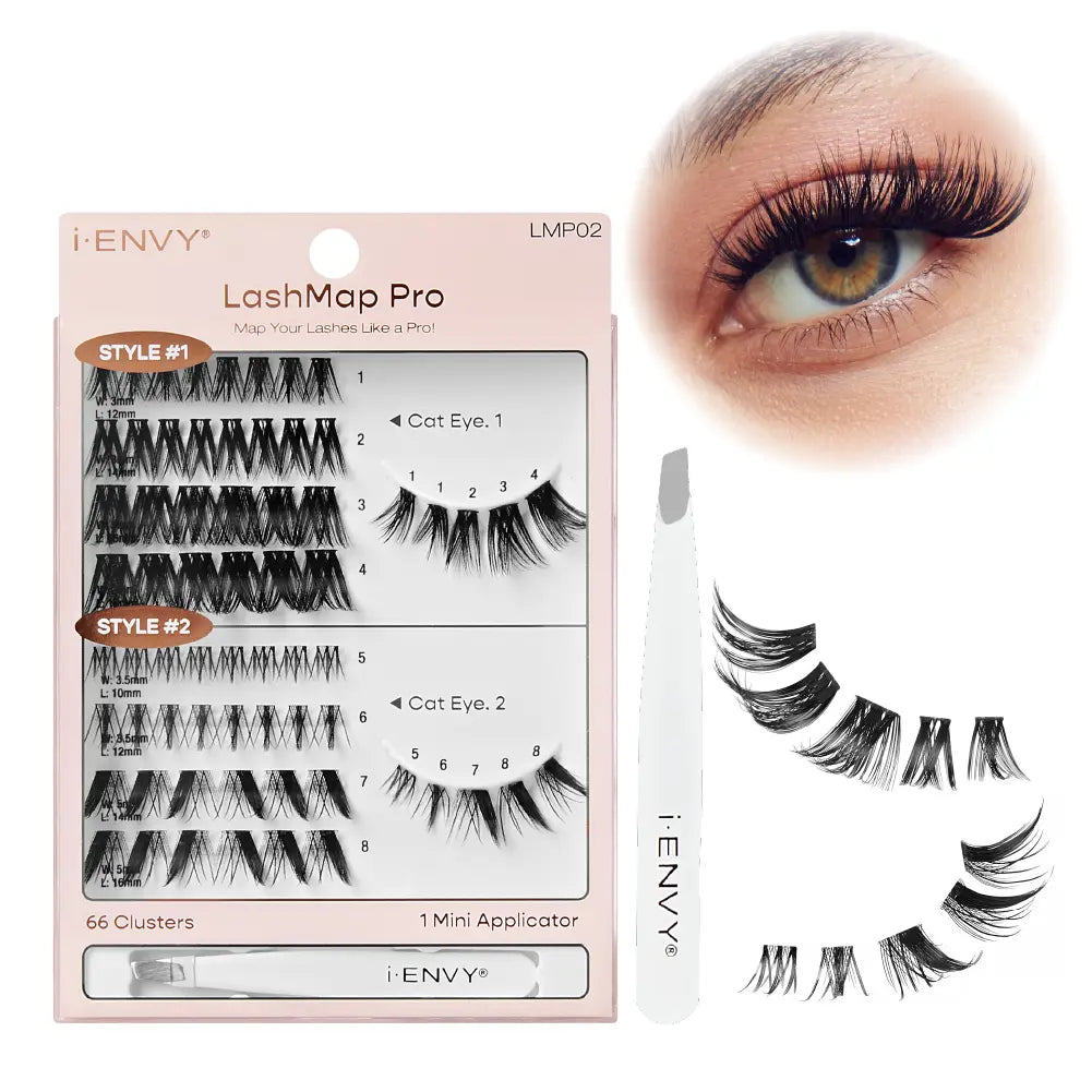 iENVY  LashMap Pro Lash Cluster Kit with Mini Tweezer – Beginner Friendly DIY Eyelash Extensions