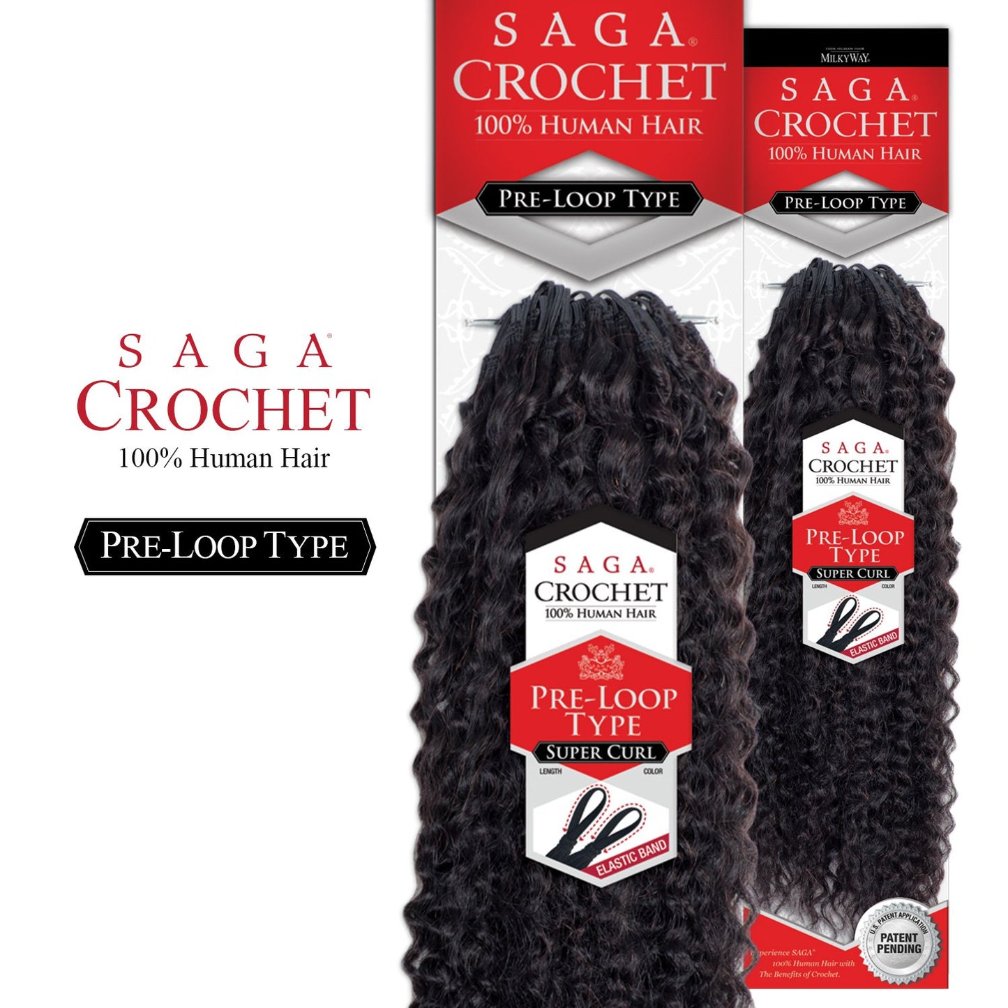 Saga Crochet Human Hair - Pre- Loop Type - Super Curl