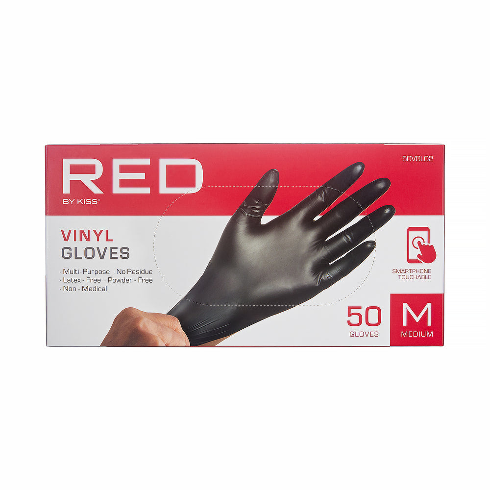 RED Black Vinyl Gloves