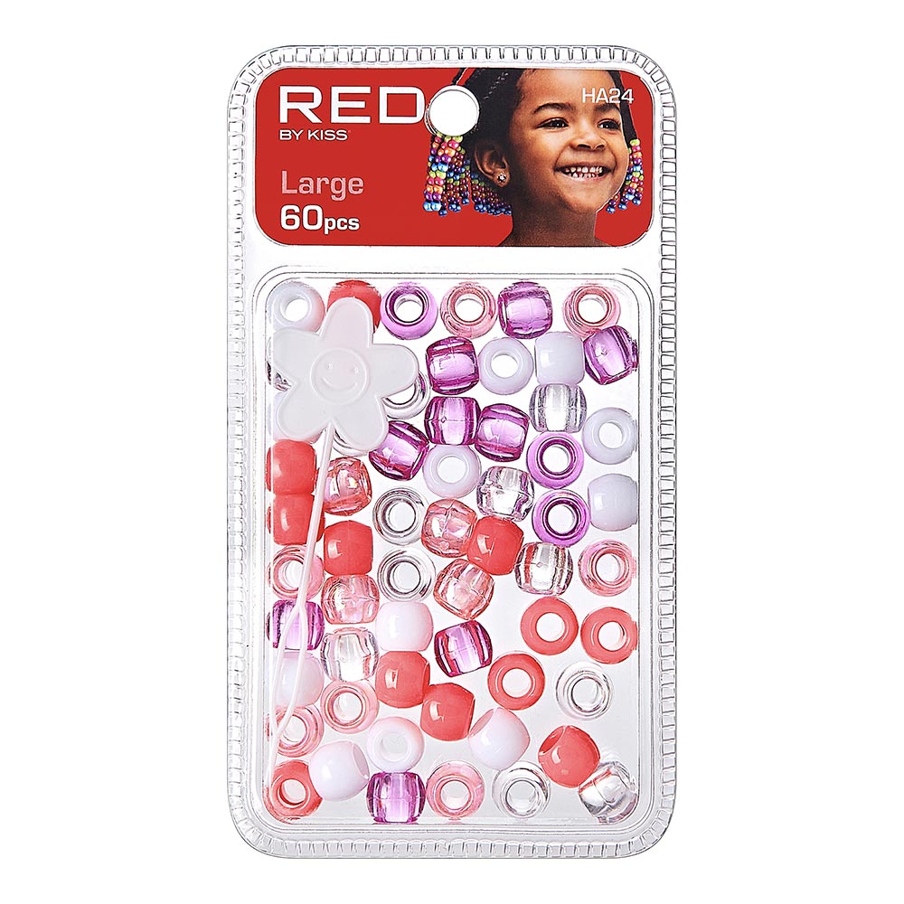 RED Hair Beads - Large 60-pieces