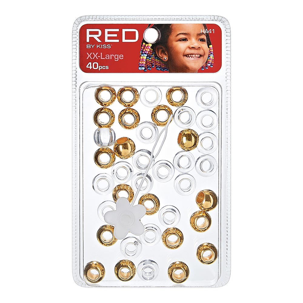 RED Hair Beads - XXLarge 40-pieces