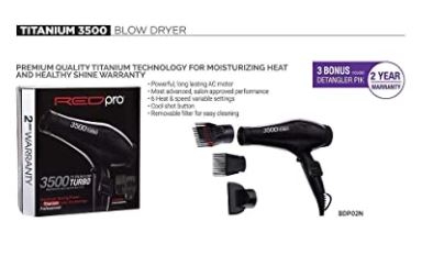 RED by KISS Pro Titanium 3500 Blow Dryer (BDP02N)
