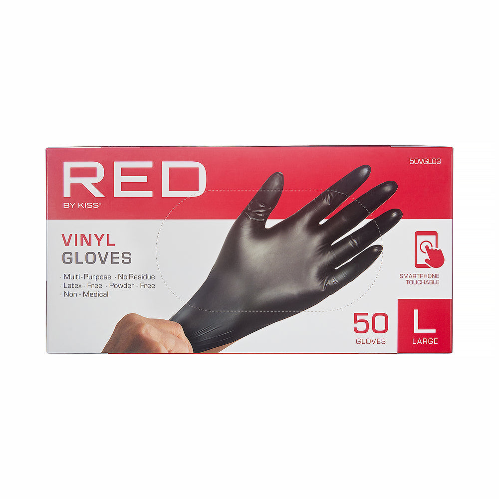 RED Black Vinyl Gloves