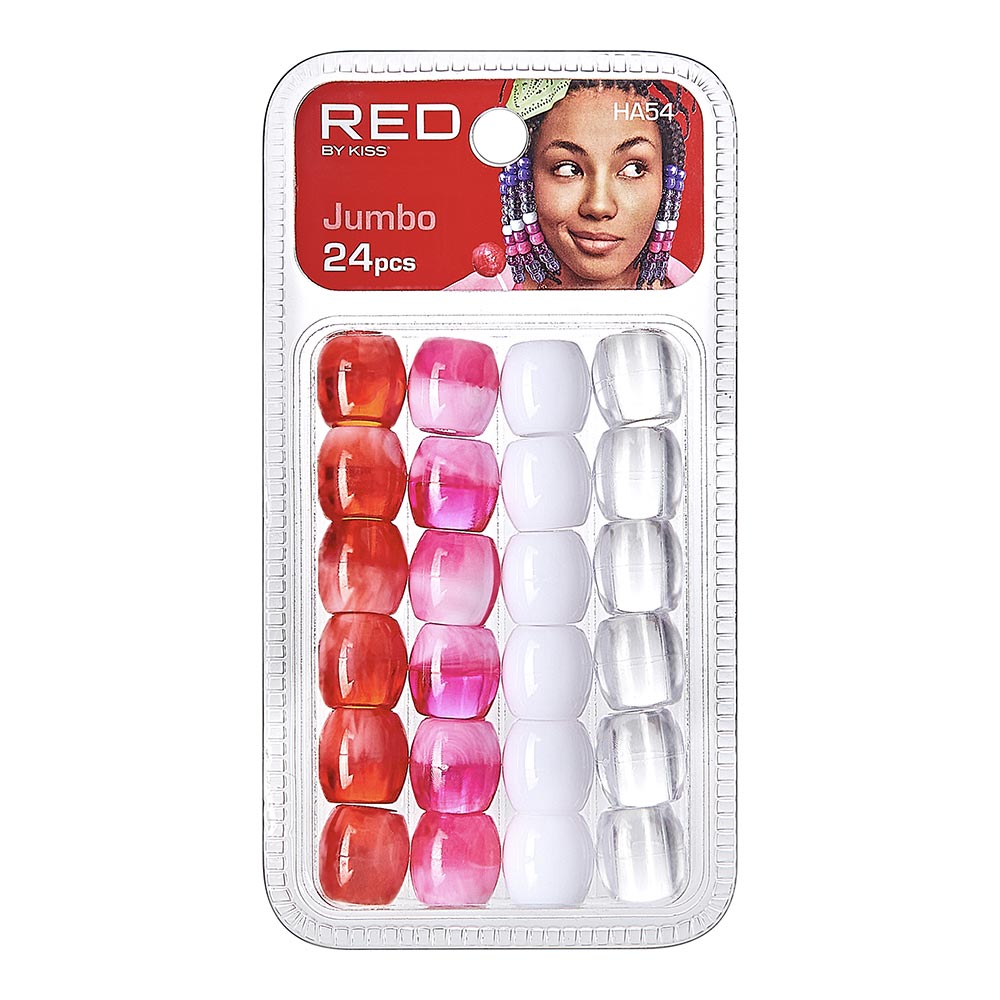 RED Hair Beads - Jumbo 24-pieces