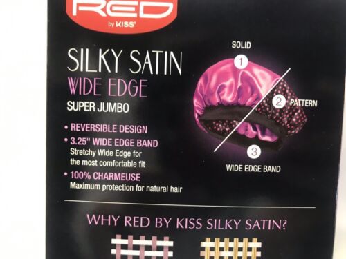 RED Silky Satin Wide Edge Bonnet - Reversable (JUMBO)